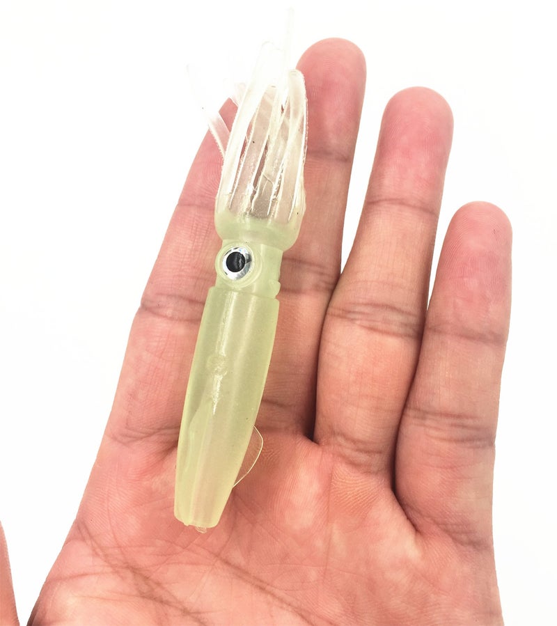 Mimilure Soft Luminous Octopus Trolling Saltwater Bait Squid Skirt Fishing Lures Glow in Dark,4.13inch,(Green 5pcs) - Image 2